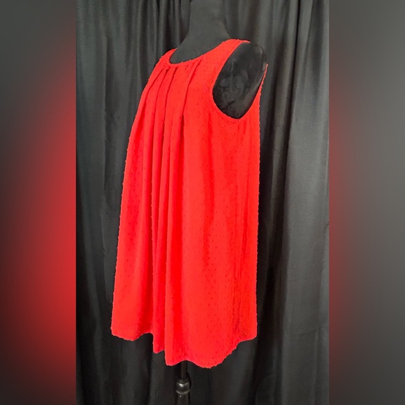 Sam Edelman Pleated Swiss Dot Red Swing Dress Size M b13 - Picture 2 of 8